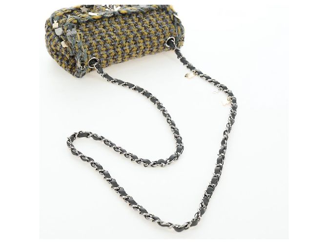 CHANEL Chanel 19 Chain Shoulder Bag Tweed Yellow Silver CC Auth BA16207SM Silber Gelb - Ansicht 7