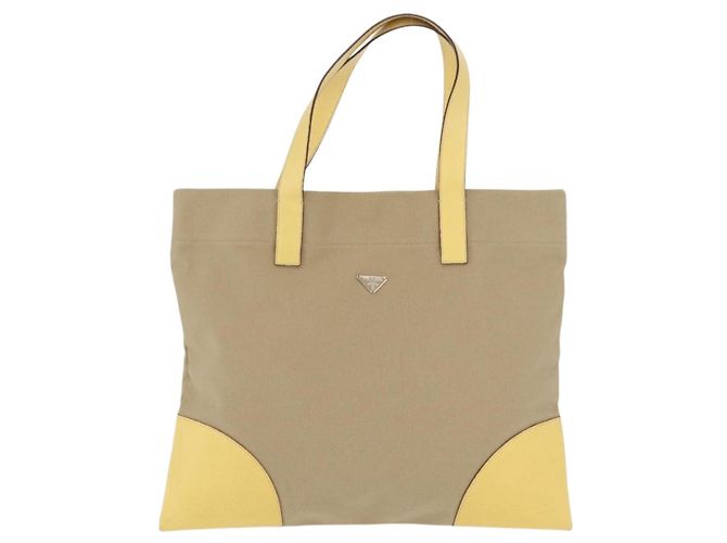 Borsa a mano PRADA Canvas Beige Silver Auth 206790A Argento - vista 13