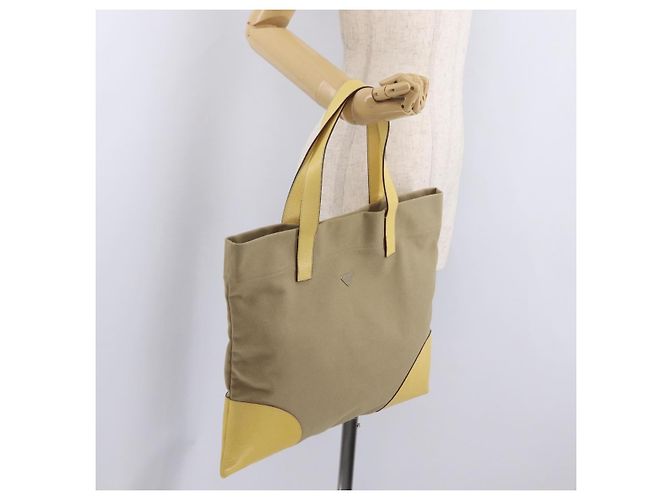 Borsa a mano PRADA Canvas Beige Silver Auth 206790A Argento - vista 24