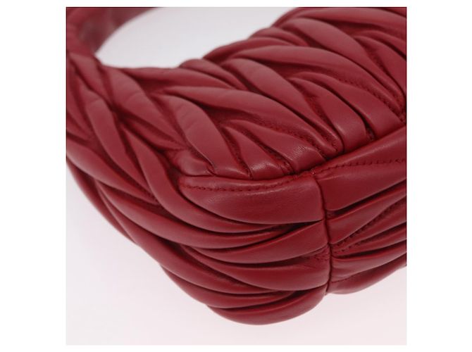 Miu Miu Matelasse Wonder Square Small Bag Leather 2way Red Gold Auth 204494M Rosso D'oro - vista 17