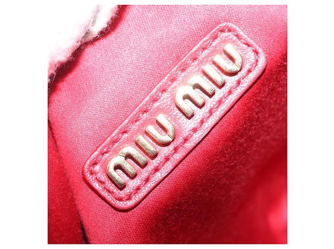 Miu Miu Matelasse Wonder Square Small Bag Leather 2way Red Gold Auth 204494M Rosso D'oro - vista 20