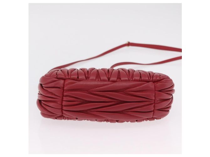 Miu Miu Matelasse Wonder Square Small Bag Leather 2way Red Gold Auth 204494M Rosso D'oro - vista 5