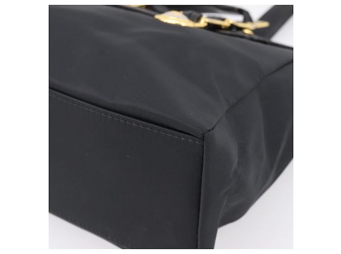 VERSACE Schultertasche Nylon Leder Black Gold Auth 205264 Schwarz Golden - Ansicht 10