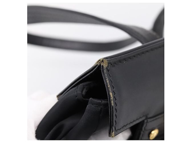 VERSACE Schultertasche Nylon Leder Black Gold Auth 205264 Schwarz Golden - Ansicht 11