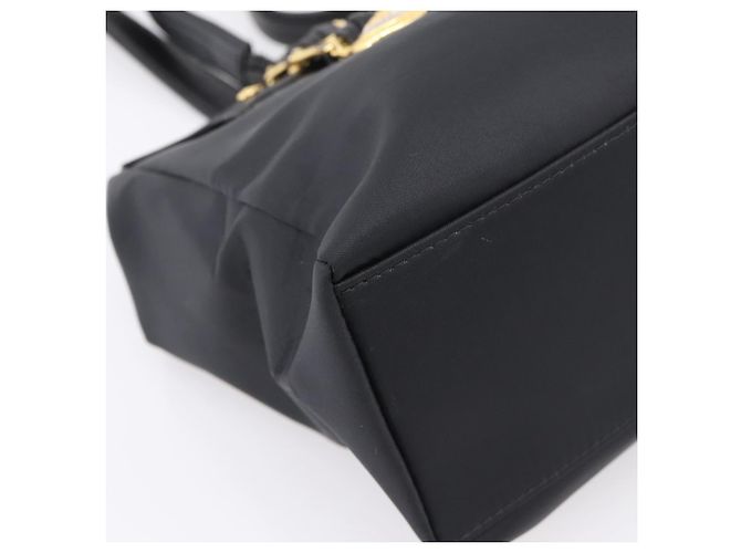 VERSACE Schultertasche Nylon Leder Black Gold Auth 205264 Schwarz Golden - Ansicht 15