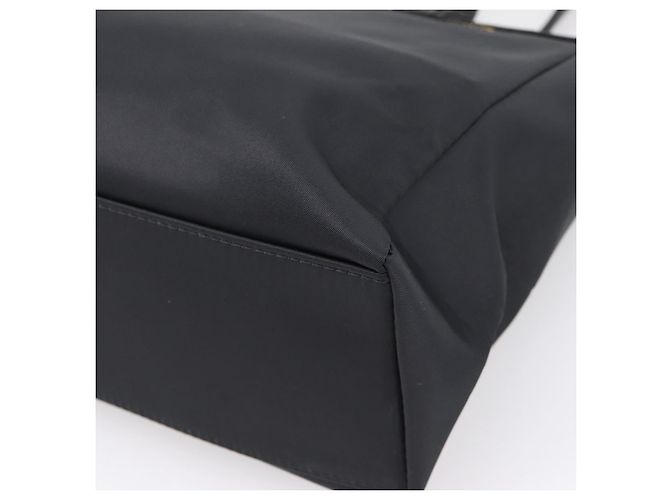 VERSACE Schultertasche Nylon Leder Black Gold Auth 205264 Schwarz Golden - Ansicht 16