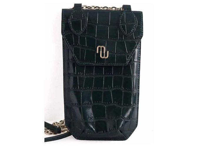 Mini sac Maje en cuir vert - vue 2