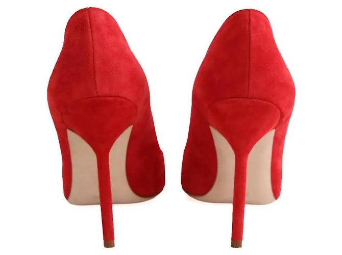 Décolleté Manolo Blahnik in camoscio rosso - vista 2