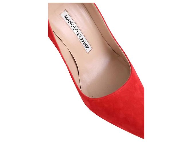 Décolleté Manolo Blahnik in camoscio rosso - vista 4