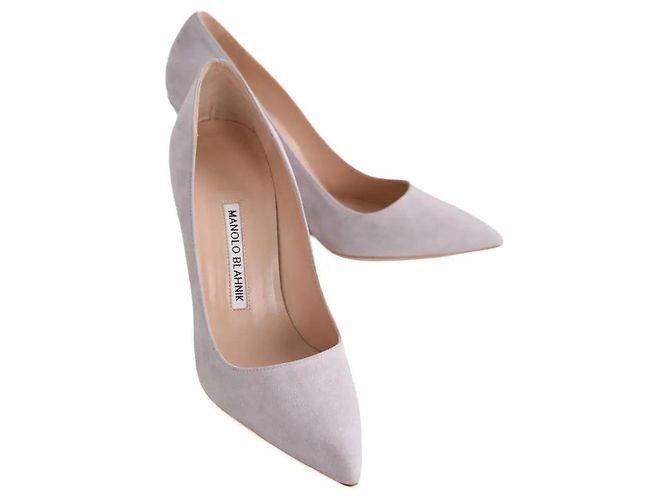 Décolleté Manolo Blahnik in camoscio grigio Taglia 36 - vista 3