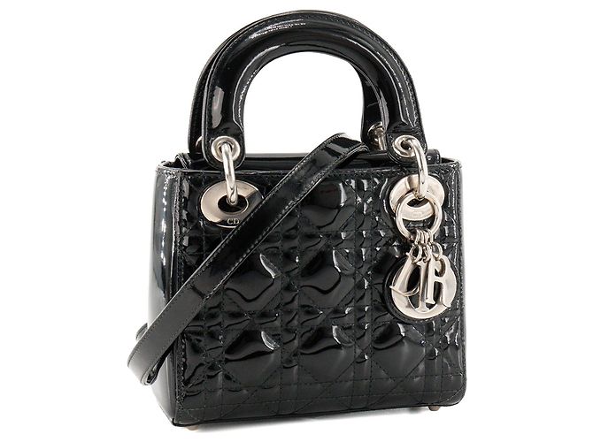 Autre Marque DIOR - Borsa a tracolla Lady Dior Mini in pelle cannage verniciata nera Nero - vista 2