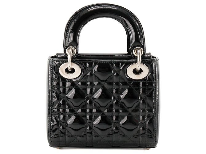 Autre Marque DIOR - Borsa a tracolla Lady Dior Mini in pelle cannage verniciata nera Nero - vista 3