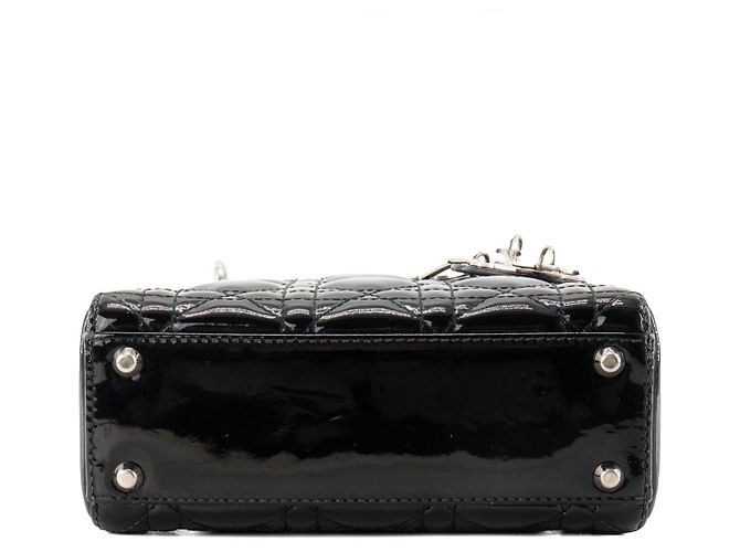 Autre Marque DIOR - Borsa a tracolla Lady Dior Mini in pelle cannage verniciata nera Nero - vista 4