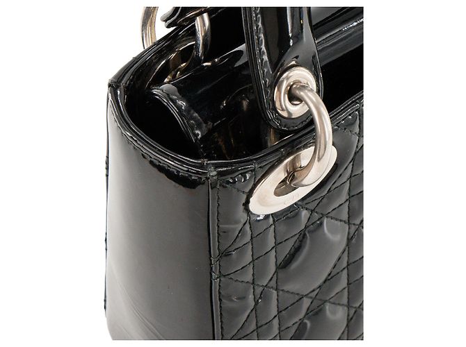 Autre Marque DIOR - Borsa a tracolla Lady Dior Mini in pelle cannage verniciata nera Nero - vista 6