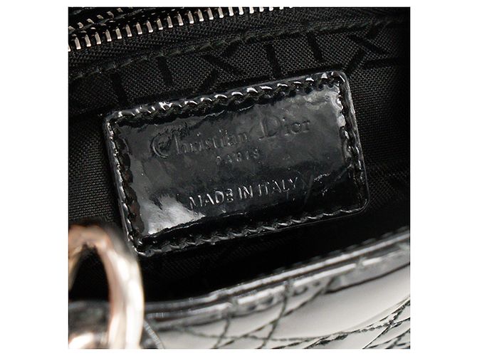 Autre Marque DIOR - Borsa a tracolla Lady Dior Mini in pelle cannage verniciata nera Nero - vista 7