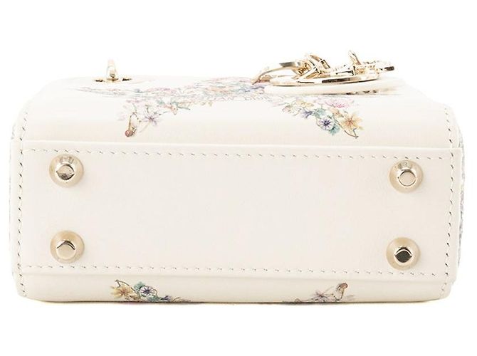 DIOR - Borsa a tracolla Lady Dior Micro Lucky Star in pelle liscia bianca edizione limitata Bianco - vista 4