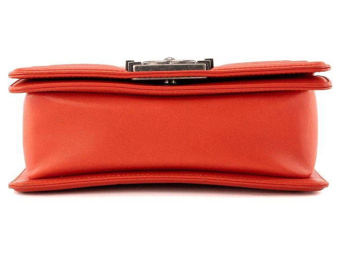 CHANEL - Borsa a tracolla mini Chanel Boy in pelle liscia arancione - vista 3