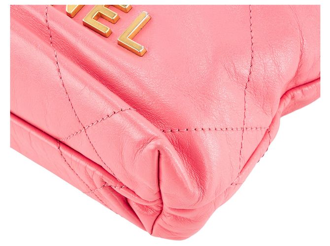 CHANEL - Borsa a tracolla Chanel 22 mini in pelle liscia rosa - vista 5