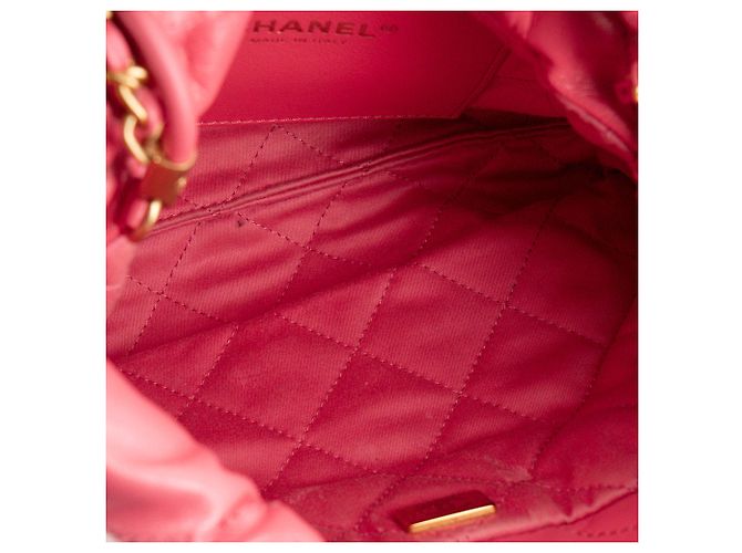 CHANEL - Borsa a tracolla Chanel 22 mini in pelle liscia rosa - vista 7