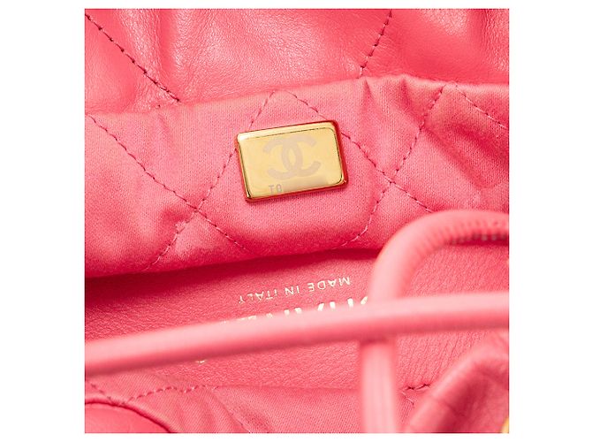 CHANEL - Borsa a tracolla Chanel 22 mini in pelle liscia rosa - vista 8