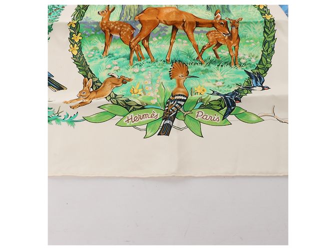 Hermès Carré 90 "Les Quatre Saisons" Seidentuch in Ivory Beige - Ansicht 4