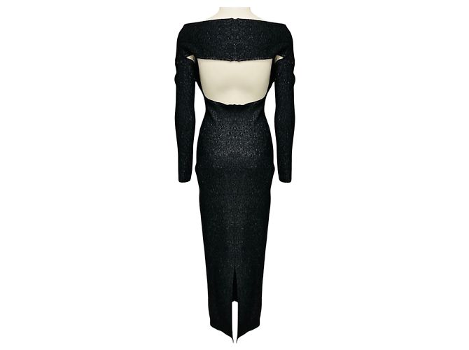 Khaite Onyx Marisole Off-Shoulder Figuriertes Strick-Midikleid Schwarz - Ansicht 3