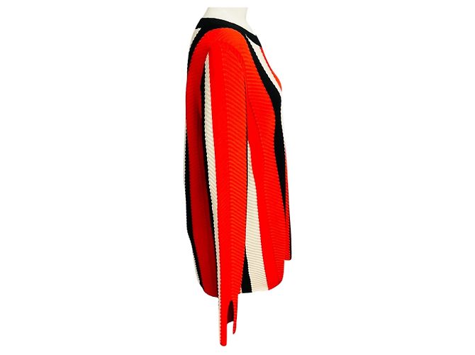 Akris Punto Langärmeliger Wollstrickpullover Orange / Cream / Black Mehrfarben - Ansicht 2