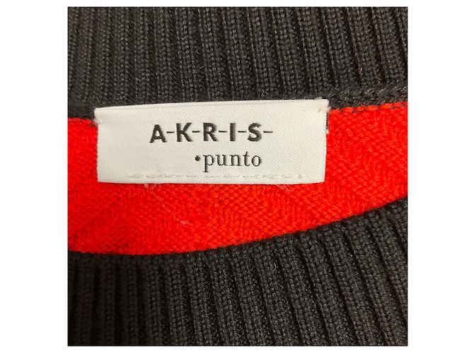 Akris Punto Langärmeliger Wollstrickpullover Orange / Cream / Black Mehrfarben - Ansicht 5