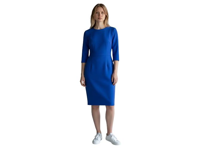 Autre Marque Vestido midi ajustado de crepé azul cobalto Narciso Rodriguez - vista 4