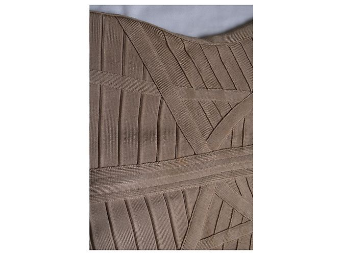 Herve Leger, vestido bodycon bege - vista 10
