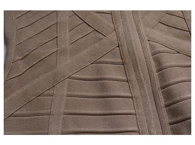Herve Leger, vestido bodycon bege - vista 6