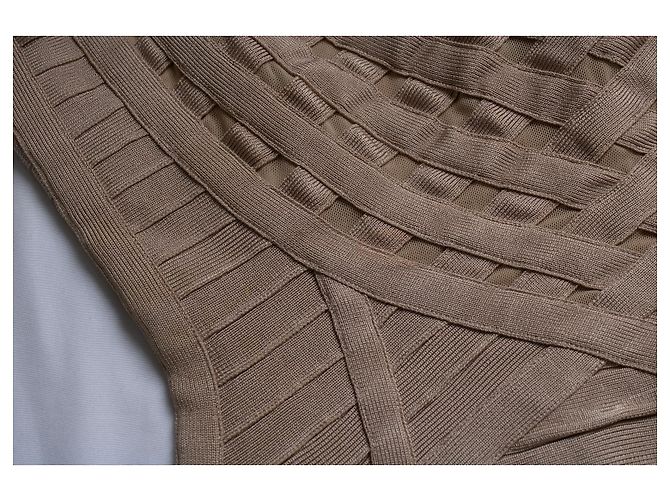 Herve Leger, vestido bodycon bege - vista 8