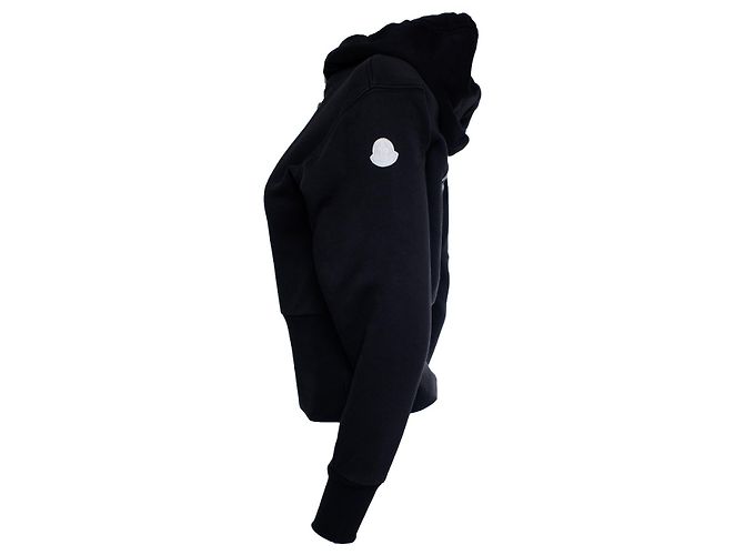 Moncler, Schwarzer Hoodie mit Logo - Ansicht 4