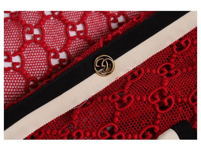 Gucci, vestido de encaje rojo GG Roja - vista 9