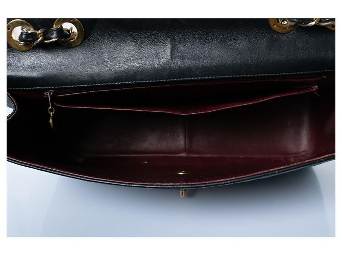 Chanel, Gesteppte XL Vintage Klappentasche Schwarz Golden - Ansicht 7