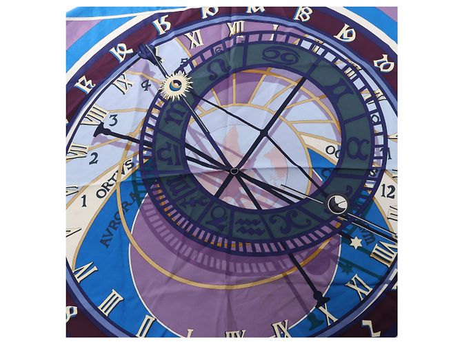 Hermès Carré 90 "MECANIQUE DU TEMPS" Silk handkerchief in Blue - view 11