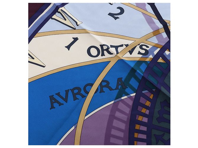 Hermès Carré 90 "MECANIQUE DU TEMPS" Silk handkerchief in Blue - view 12