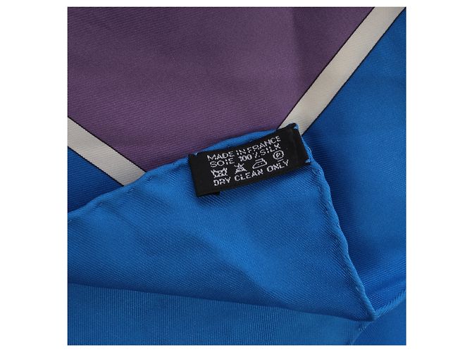 Hermès Carré 90 "MECANIQUE DU TEMPS" Silk handkerchief in Blue - view 15
