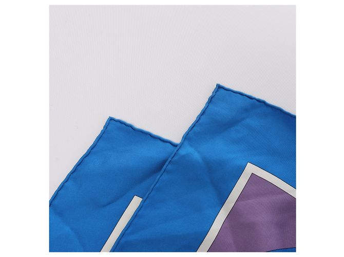 Hermès Carré 90 "MECANIQUE DU TEMPS" Silk handkerchief in Blue - view 3