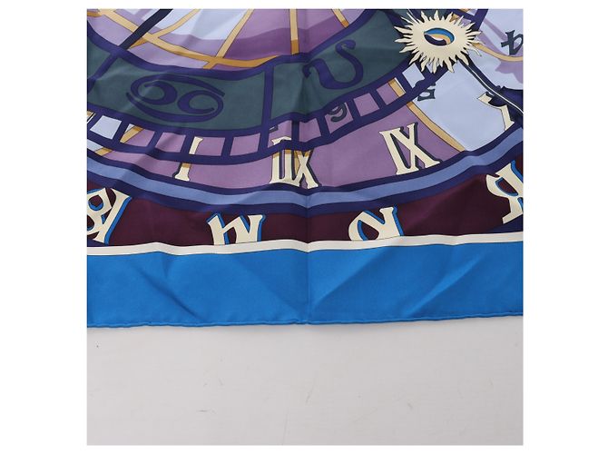 Hermès Carré 90 "MECANIQUE DU TEMPS" Silk handkerchief in Blue - view 5