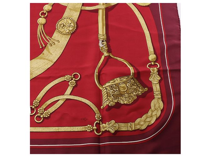 Hermès Carré 90 "Gaucho par Hermes Paris" Seidentuch in Burgundy Bordeaux - Ansicht 10