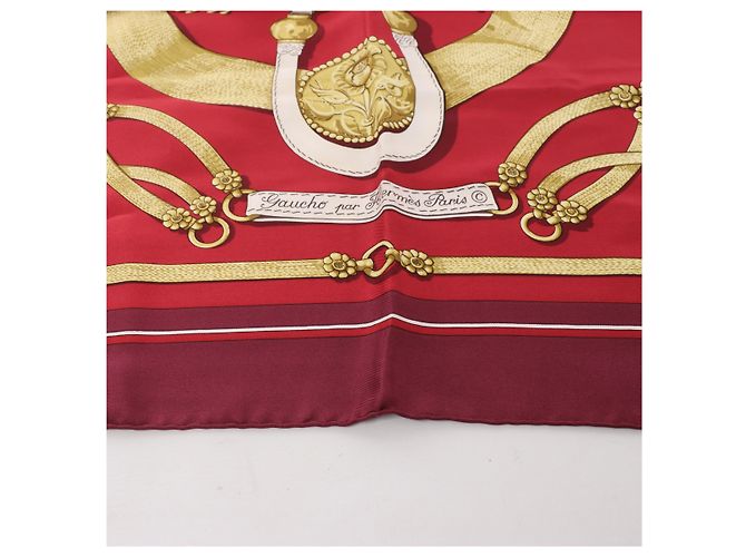 Hermès Carré 90 "Gaucho par Hermes Paris" Seidentuch in Burgundy Bordeaux - Ansicht 6