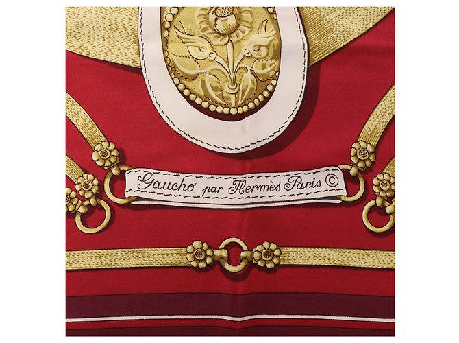 Hermès Carré 90 "Gaucho par Hermes Paris" Seidentuch in Burgundy Bordeaux - Ansicht 8