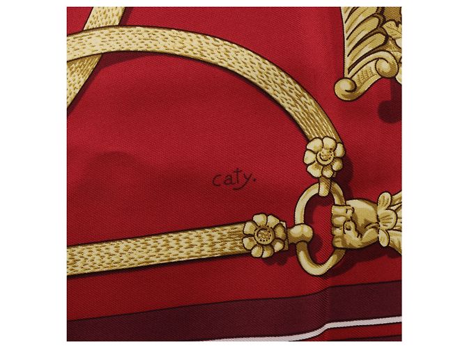 Hermès Carré 90 "Gaucho par Hermes Paris" Seidentuch in Burgundy Bordeaux - Ansicht 9