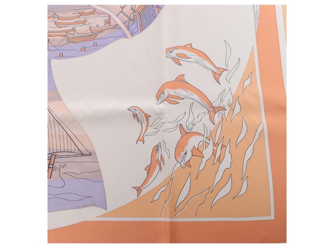 Hermès Carré 90 "COMPAGNONS DE MER" Lenço de seda em Orange Laranja - vista 11