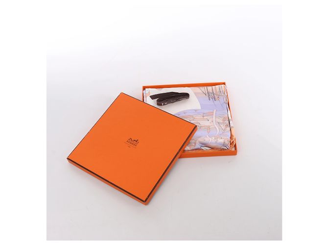 Hermès Carré 90 "COMPAGNONS DE MER" Lenço de seda em Orange Laranja - vista 15