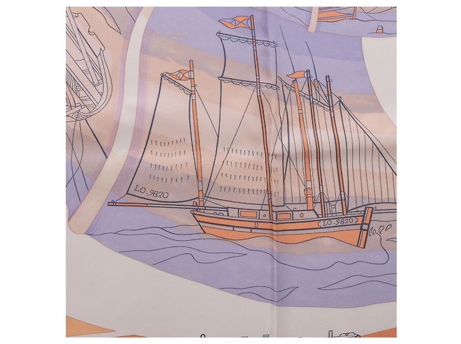 Hermès Carré 90 "COMPAGNONS DE MER" Lenço de seda em Orange Laranja - vista 16