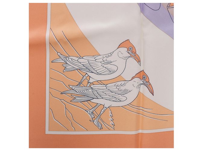 Hermès Carré 90 "COMPAGNONS DE MER" Lenço de seda em Orange Laranja - vista 17
