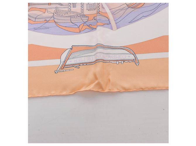 Hermès Carré 90 "COMPAGNONS DE MER" Lenço de seda em Orange Laranja - vista 4