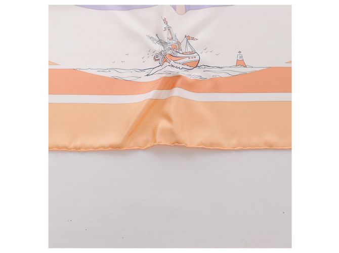 Hermès Carré 90 "COMPAGNONS DE MER" Lenço de seda em Orange Laranja - vista 5